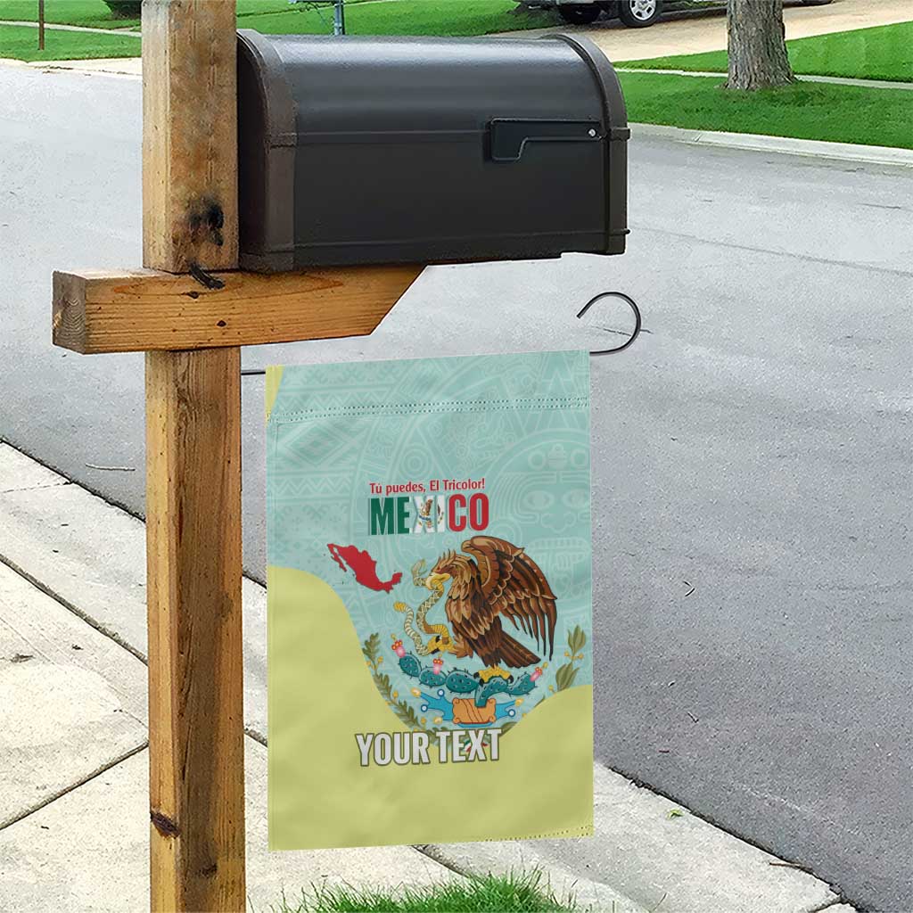 Custom Mexico Football Garden Flag Tu Puedes El Tricolor Cyan - Wonder Print Shop