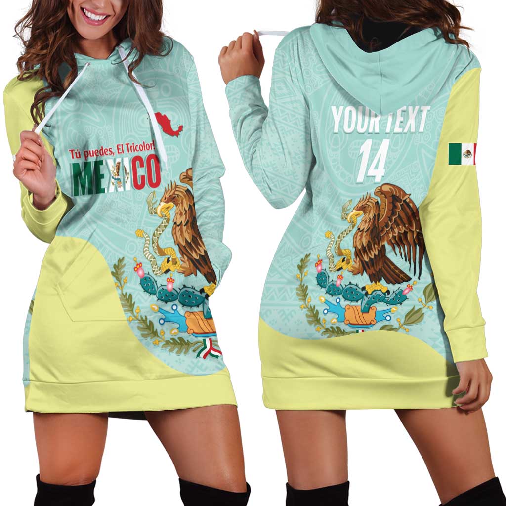 Custom Mexico Football Hoodie Dress Tu Puedes El Tricolor Cyan - Wonder Print Shop