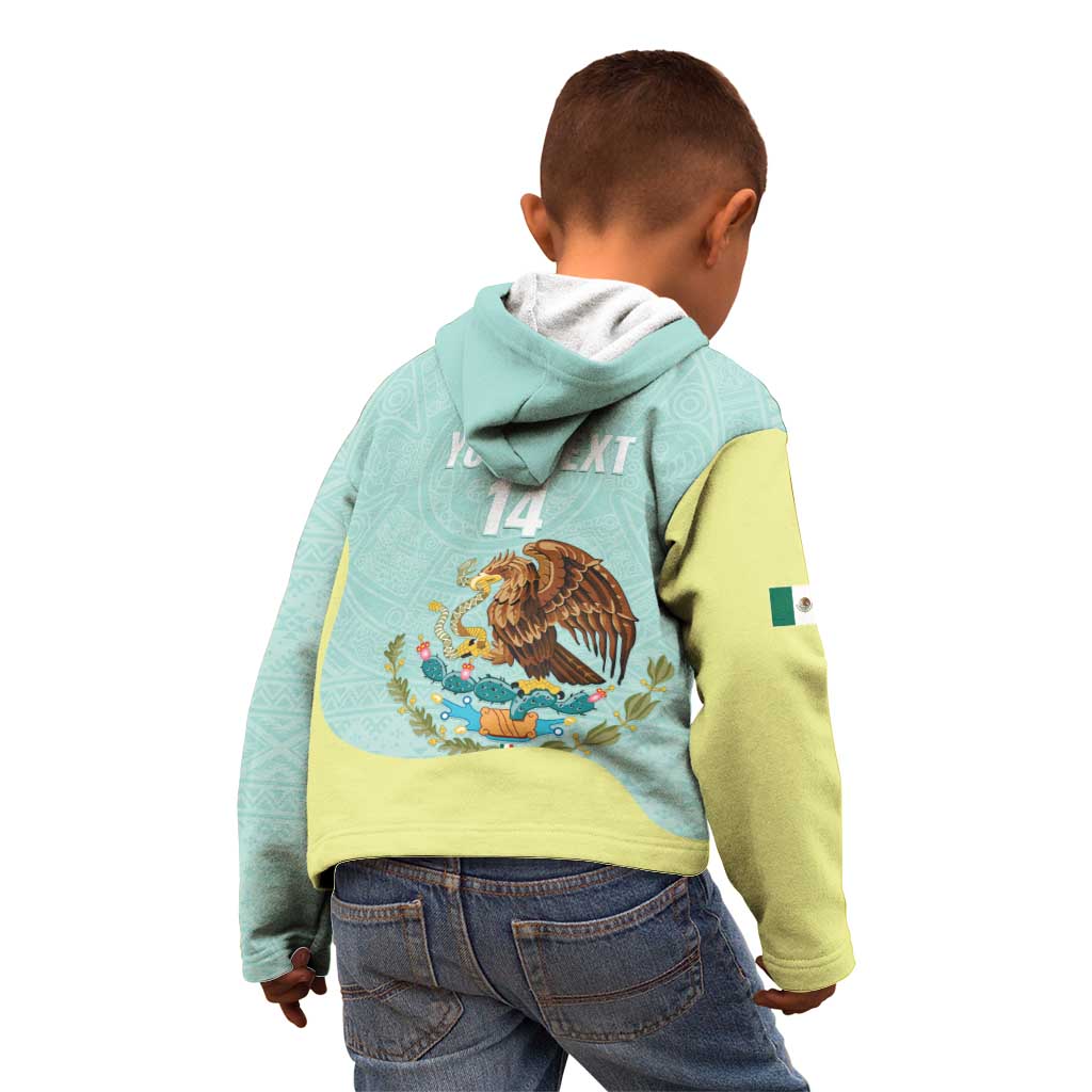 Custom Mexico Football Kid Hoodie Tu Puedes El Tricolor Cyan - Wonder Print Shop