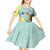 Custom Mexico Football Kid Short Sleeve Dress Tu Puedes El Tricolor Cyan - Wonder Print Shop