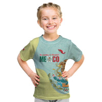 Custom Mexico Football Kid T Shirt Tu Puedes El Tricolor Cyan - Wonder Print Shop