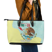 Custom Mexico Football Leather Tote Bag Tu Puedes El Tricolor Cyan - Wonder Print Shop