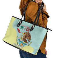 Custom Mexico Football Leather Tote Bag Tu Puedes El Tricolor Cyan - Wonder Print Shop