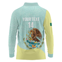 Custom Mexico Football Long Sleeve Polo Shirt Tu Puedes El Tricolor Cyan - Wonder Print Shop