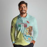 Custom Mexico Football Long Sleeve Polo Shirt Tu Puedes El Tricolor Cyan - Wonder Print Shop