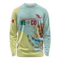 Custom Mexico Football Long Sleeve Shirt Tu Puedes El Tricolor Cyan - Wonder Print Shop