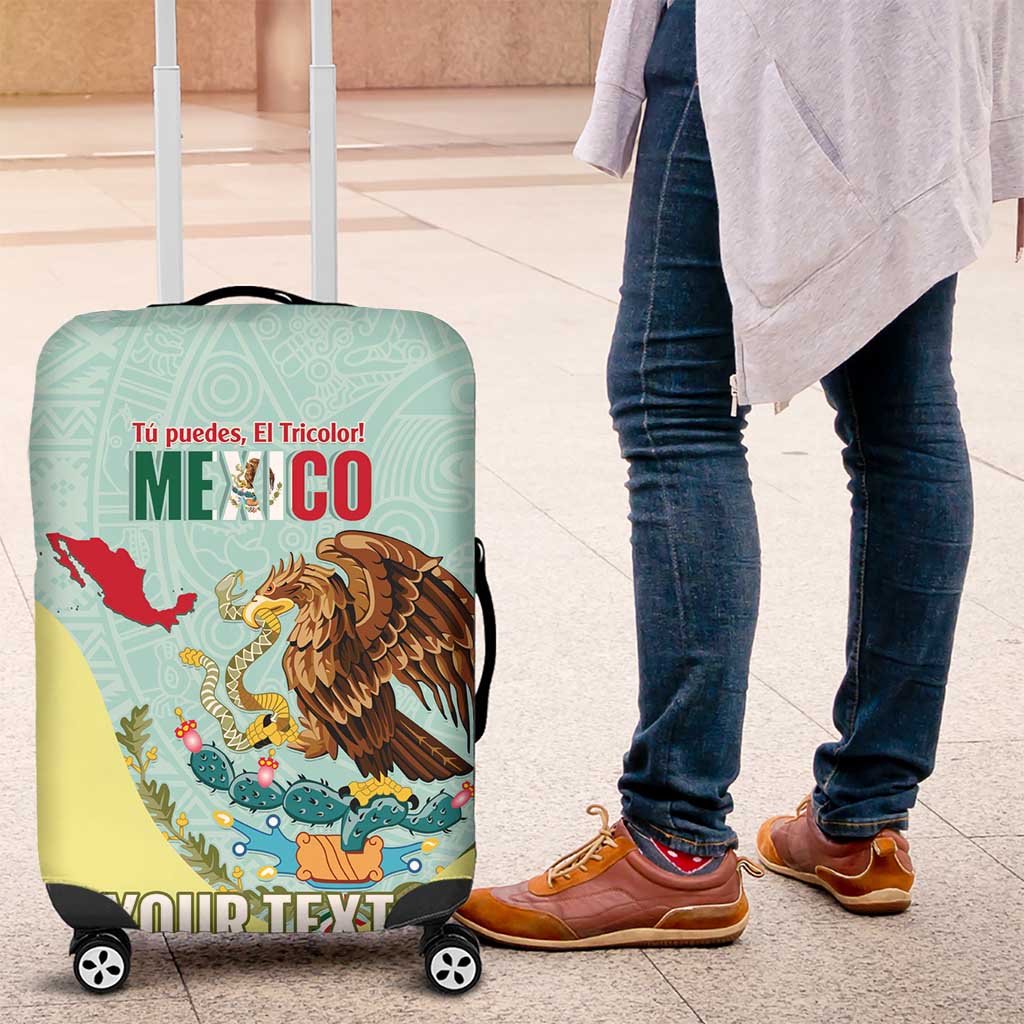 Custom Mexico Football Luggage Cover Tu Puedes El Tricolor Cyan - Wonder Print Shop