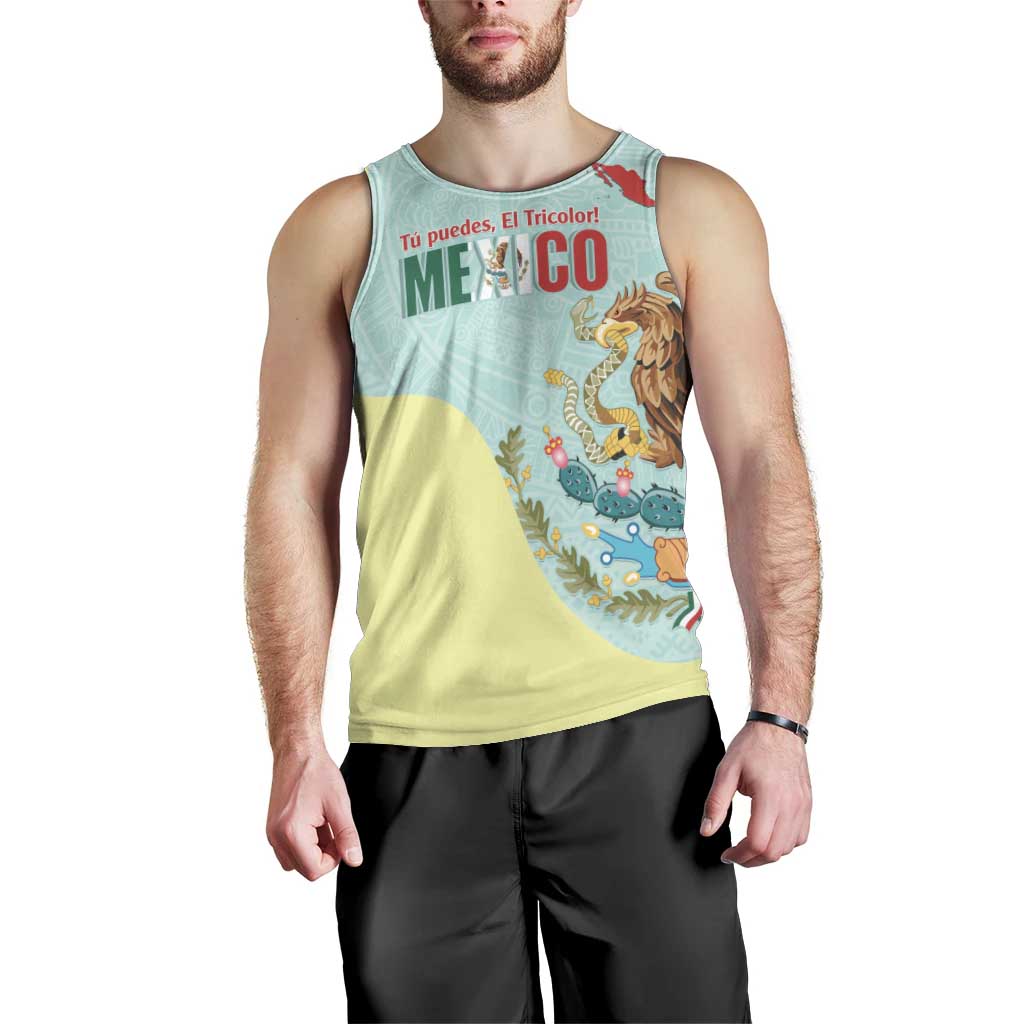 Custom Mexico Football Men Tank Top Tu Puedes El Tricolor Cyan - Wonder Print Shop