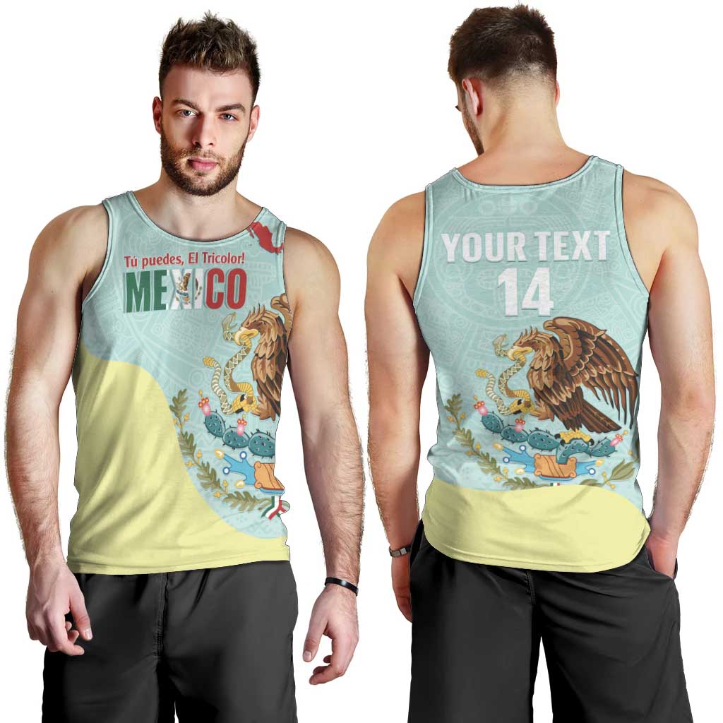Custom Mexico Football Men Tank Top Tu Puedes El Tricolor Cyan - Wonder Print Shop