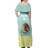 Custom Mexico Football Off Shoulder Maxi Dress Tu Puedes El Tricolor Cyan - Wonder Print Shop