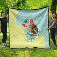 Custom Mexico Football Quilt Tu Puedes El Tricolor Cyan - Wonder Print Shop