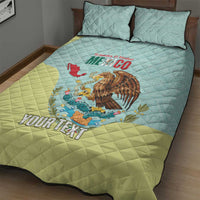 Custom Mexico Football Quilt Bed Set Tu Puedes El Tricolor Cyan - Wonder Print Shop