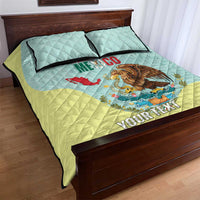 Custom Mexico Football Quilt Bed Set Tu Puedes El Tricolor Cyan - Wonder Print Shop