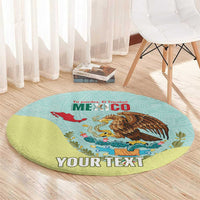 Custom Mexico Football Round Carpet Tu Puedes El Tricolor Cyan - Wonder Print Shop