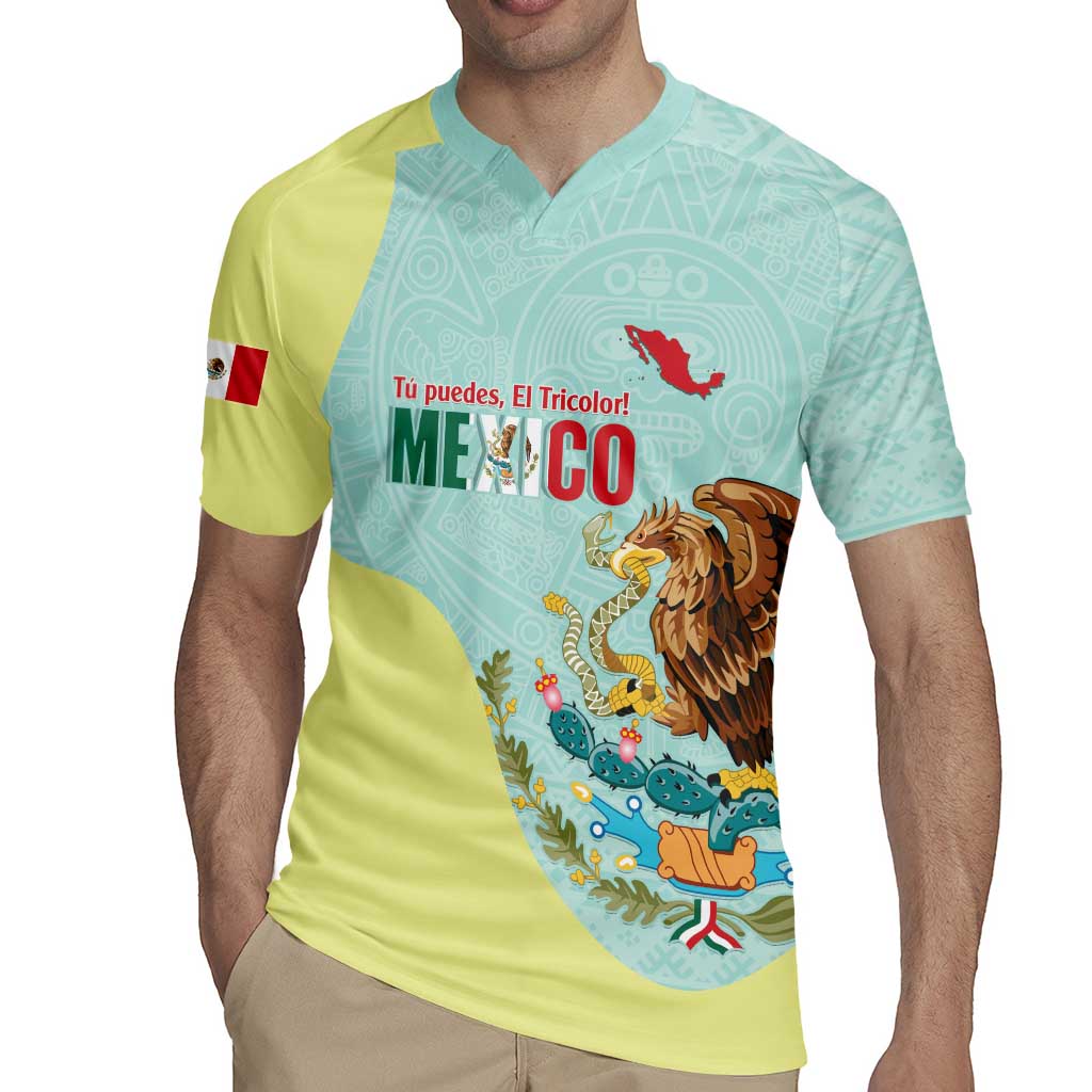 Custom Mexico Football Rugby Jersey Tu Puedes El Tricolor Cyan - Wonder Print Shop