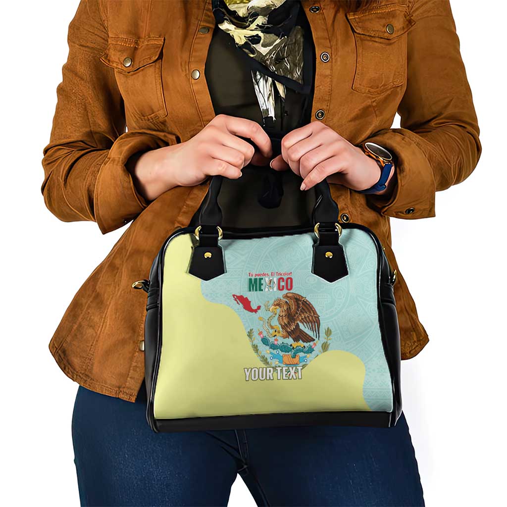 Custom Mexico Football Shoulder Handbag Tu Puedes El Tricolor Cyan - Wonder Print Shop