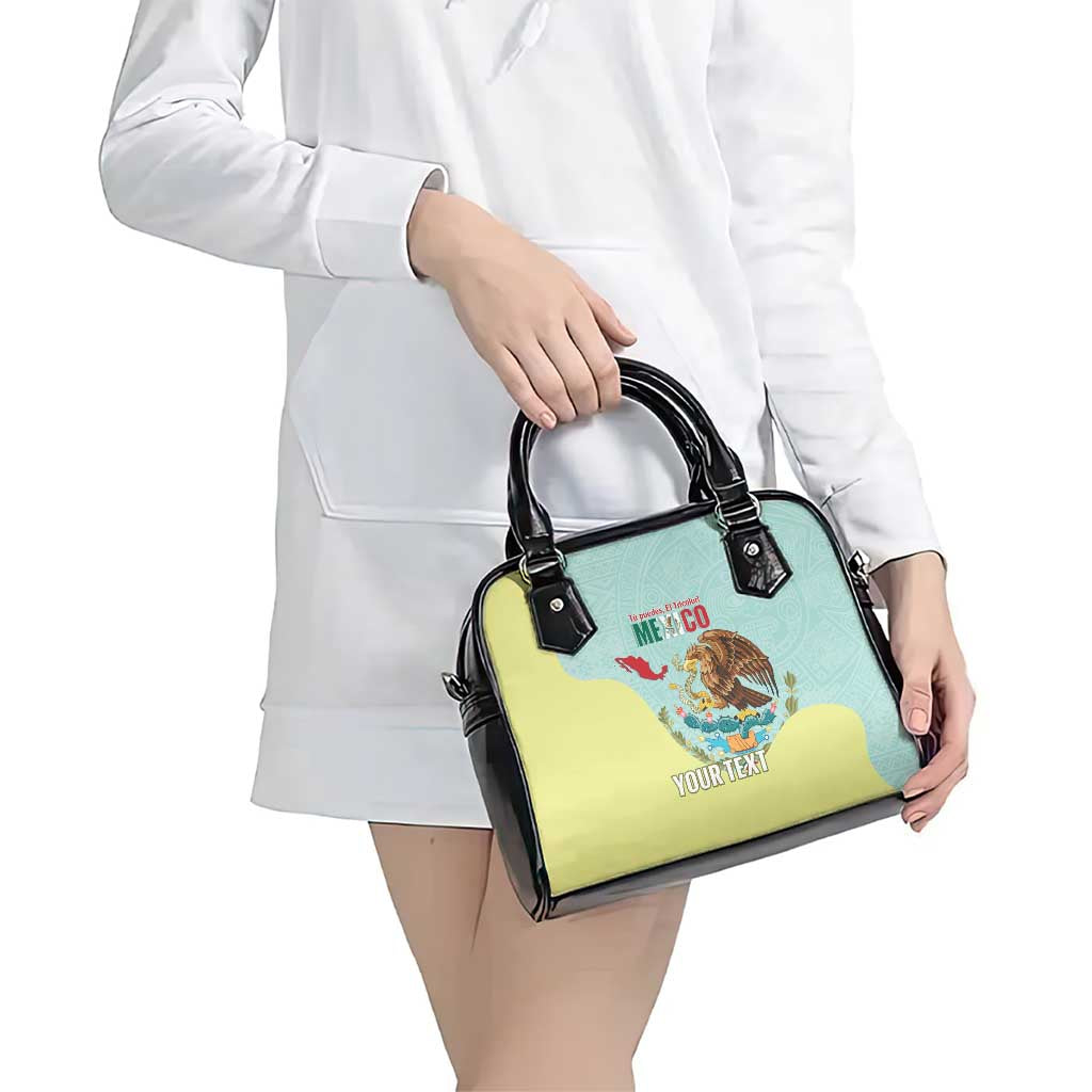 Custom Mexico Football Shoulder Handbag Tu Puedes El Tricolor Cyan - Wonder Print Shop