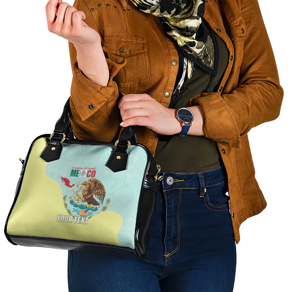 Custom Mexico Football Shoulder Handbag Tu Puedes El Tricolor Cyan - Wonder Print Shop