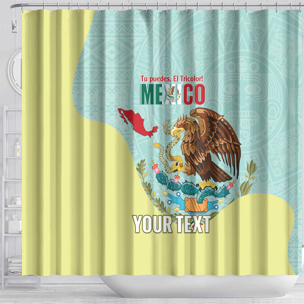 Custom Mexico Football Shower Curtain Tu Puedes El Tricolor Cyan - Wonder Print Shop