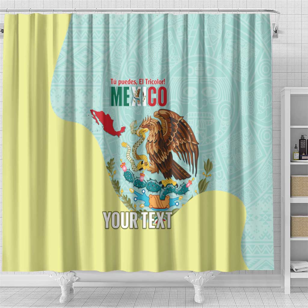 Custom Mexico Football Shower Curtain Tu Puedes El Tricolor Cyan - Wonder Print Shop