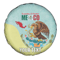 Custom Mexico Football Spare Tire Cover Tu Puedes El Tricolor Cyan - Wonder Print Shop