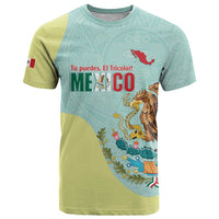 Custom Mexico Football T Shirt Tu Puedes El Tricolor Cyan - Wonder Print Shop