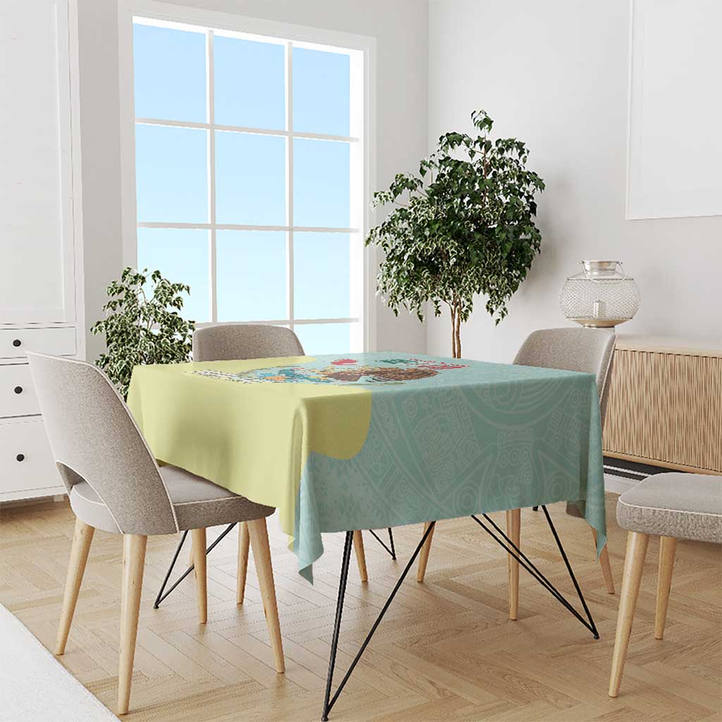 Custom Mexico Football Tablecloth Tu Puedes El Tricolor Cyan - Wonder Print Shop