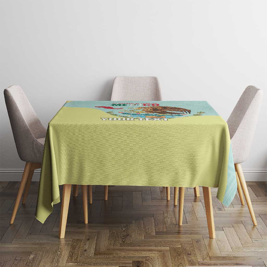 Custom Mexico Football Tablecloth Tu Puedes El Tricolor Cyan - Wonder Print Shop