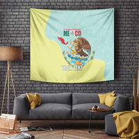 Custom Mexico Football Tapestry Tu Puedes El Tricolor Cyan - Wonder Print Shop