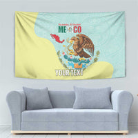 Custom Mexico Football Tapestry Tu Puedes El Tricolor Cyan - Wonder Print Shop
