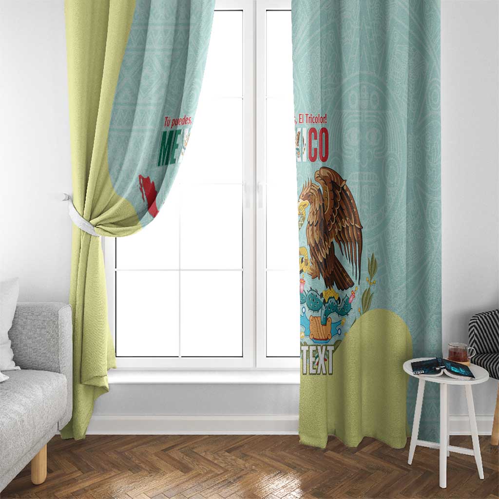 Custom Mexico Football Window Curtain Tu Puedes El Tricolor Cyan - Wonder Print Shop