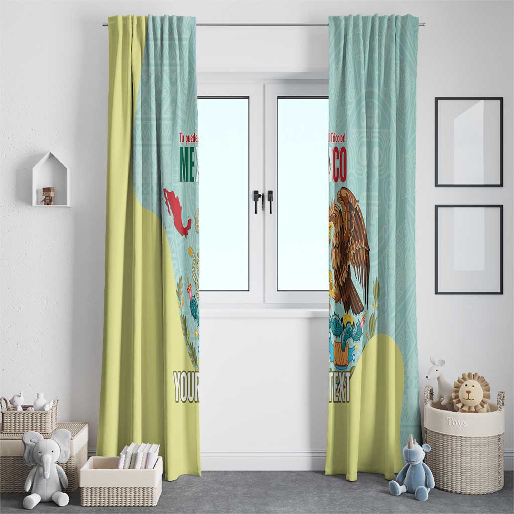 Custom Mexico Football Window Curtain Tu Puedes El Tricolor Cyan - Wonder Print Shop