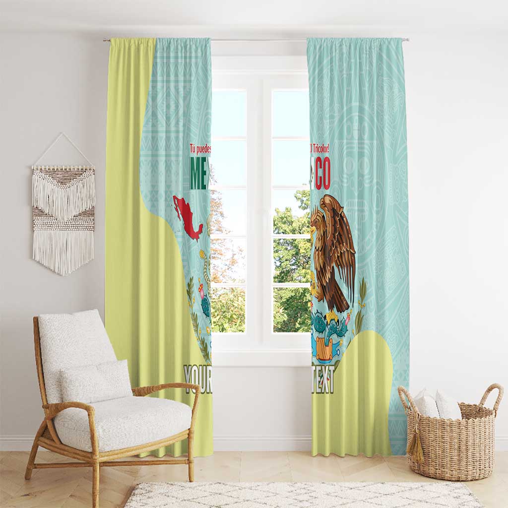 Custom Mexico Football Window Curtain Tu Puedes El Tricolor Cyan - Wonder Print Shop