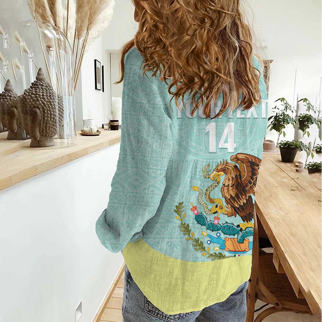 Custom Mexico Football Women Casual Shirt Tu Puedes El Tricolor Cyan - Wonder Print Shop