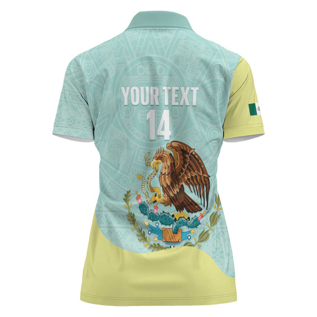 Custom Mexico Football Women Polo Shirt Tu Puedes El Tricolor Cyan - Wonder Print Shop