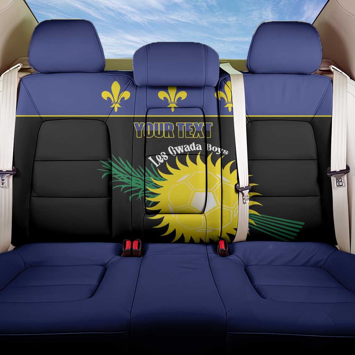 Custom Guadeloupe Football Back Car Seat Cover Allez Gwada Boys - Wonder Print Shop
