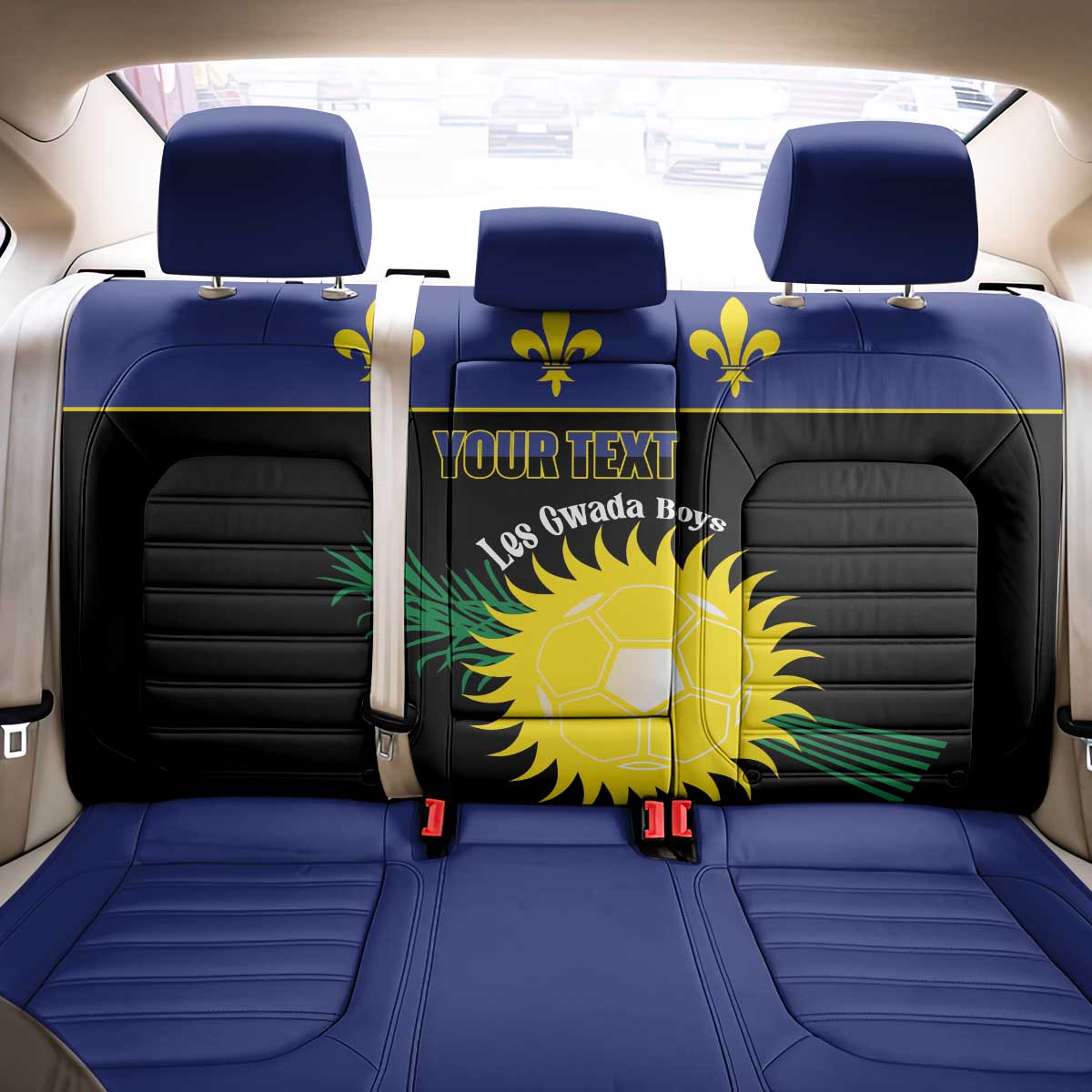 Custom Guadeloupe Football Back Car Seat Cover Allez Gwada Boys - Wonder Print Shop