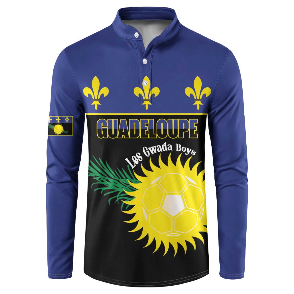 Custom Guadeloupe Football Button Sweatshirt Allez Gwada Boys - Wonder Print Shop