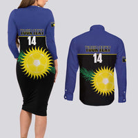 Custom Guadeloupe Football Couples Matching Long Sleeve Bodycon Dress and Long Sleeve Button Shirt Allez Gwada Boys - Wonder Print Shop