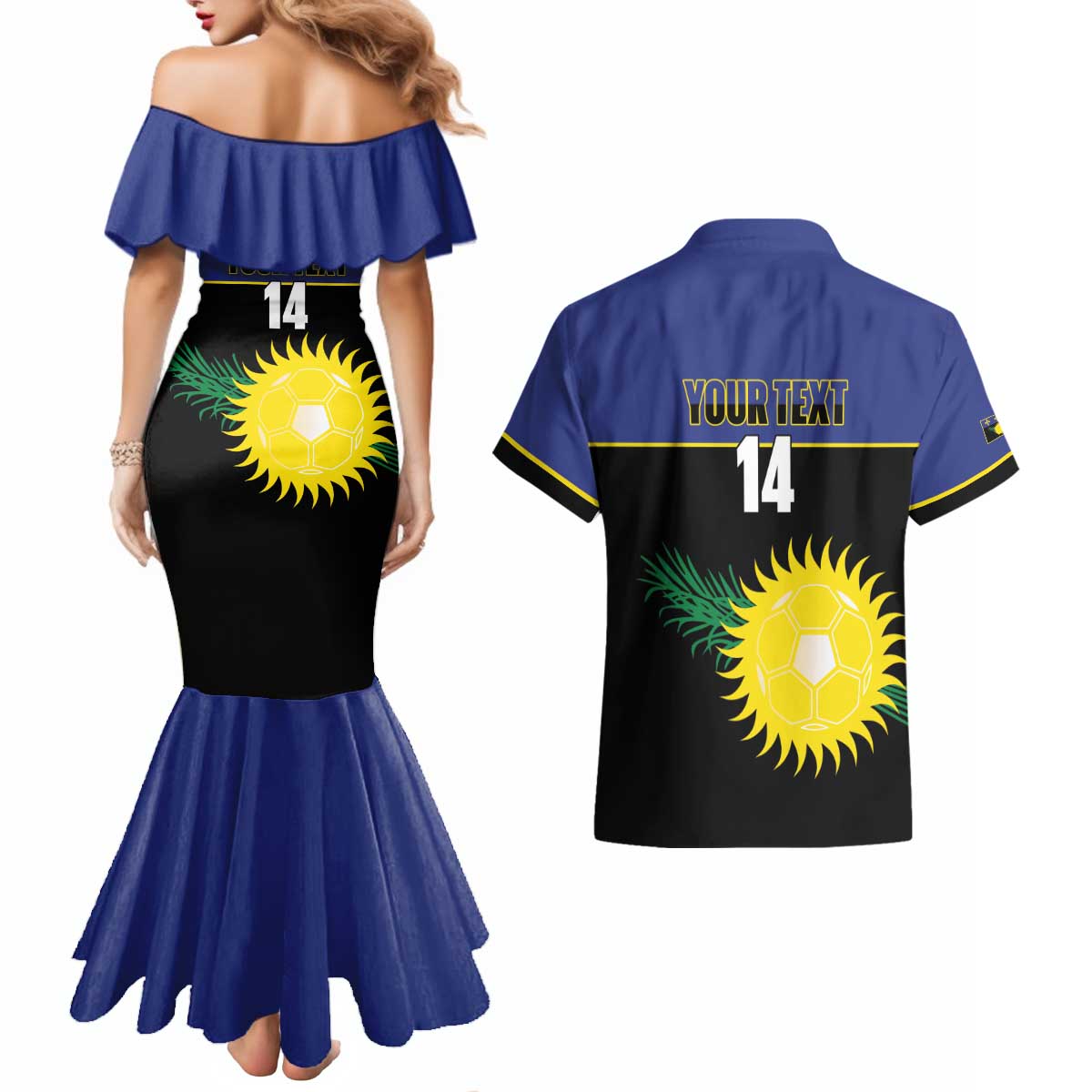 Custom Guadeloupe Football Couples Matching Mermaid Dress and Hawaiian Shirt Allez Gwada Boys - Wonder Print Shop