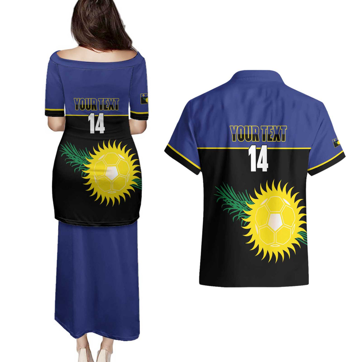 Custom Guadeloupe Football Couples Matching Puletasi and Hawaiian Shirt Allez Gwada Boys - Wonder Print Shop