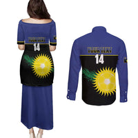 Custom Guadeloupe Football Couples Matching Puletasi and Long Sleeve Button Shirt Allez Gwada Boys - Wonder Print Shop