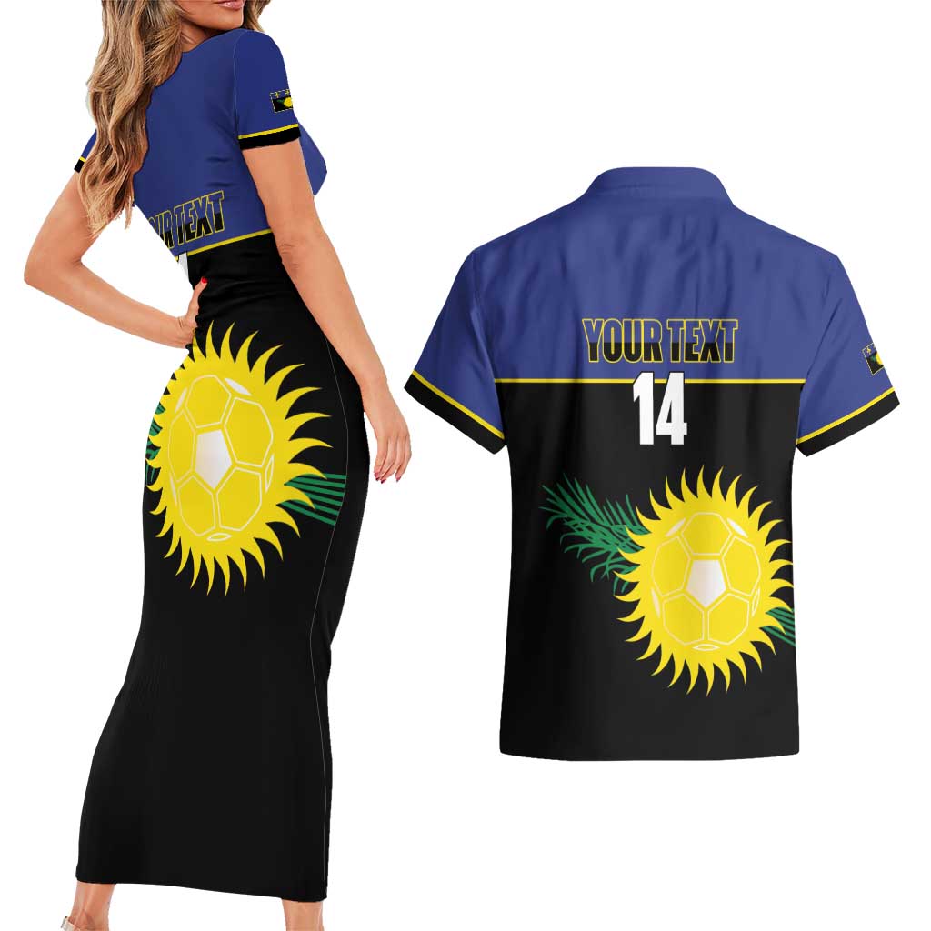 Custom Guadeloupe Football Couples Matching Short Sleeve Bodycon Dress and Hawaiian Shirt Allez Gwada Boys - Wonder Print Shop
