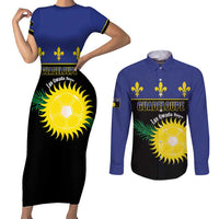 Custom Guadeloupe Football Couples Matching Short Sleeve Bodycon Dress and Long Sleeve Button Shirt Allez Gwada Boys - Wonder Print Shop