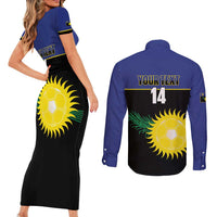 Custom Guadeloupe Football Couples Matching Short Sleeve Bodycon Dress and Long Sleeve Button Shirt Allez Gwada Boys - Wonder Print Shop