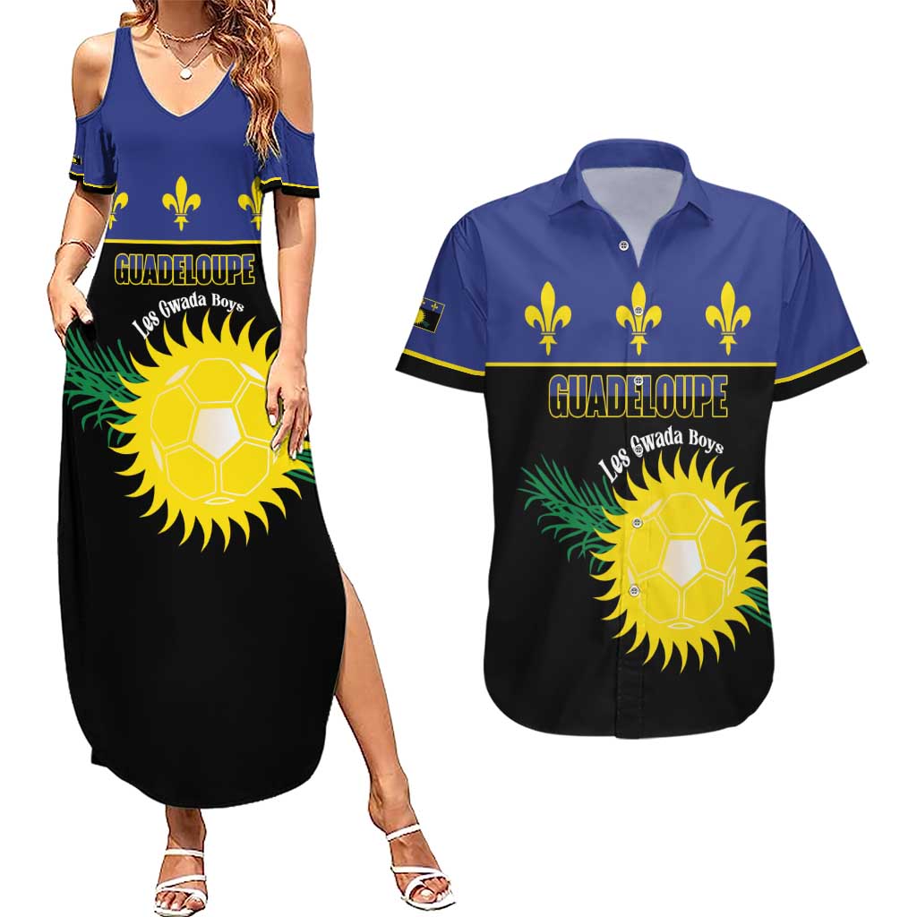 Custom Guadeloupe Football Couples Matching Summer Maxi Dress and Hawaiian Shirt Allez Gwada Boys - Wonder Print Shop