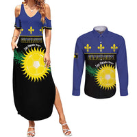 Custom Guadeloupe Football Couples Matching Summer Maxi Dress and Long Sleeve Button Shirt Allez Gwada Boys - Wonder Print Shop