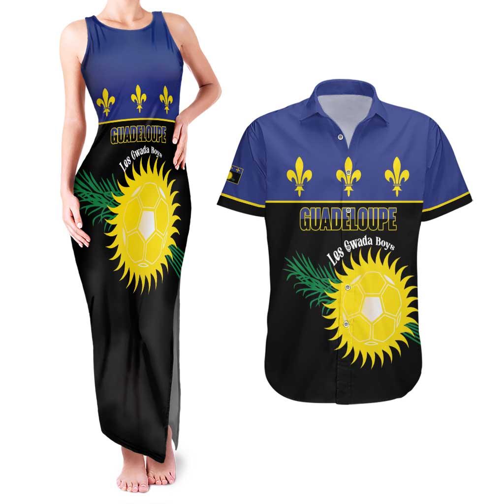 Custom Guadeloupe Football Couples Matching Tank Maxi Dress and Hawaiian Shirt Allez Gwada Boys - Wonder Print Shop