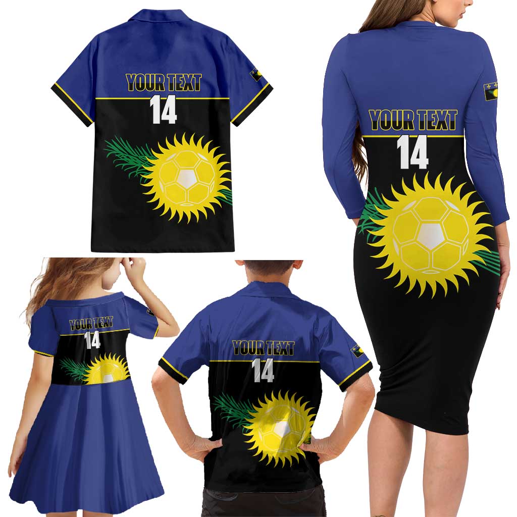 Custom Guadeloupe Football Family Matching Long Sleeve Bodycon Dress and Hawaiian Shirt Allez Gwada Boys - Wonder Print Shop