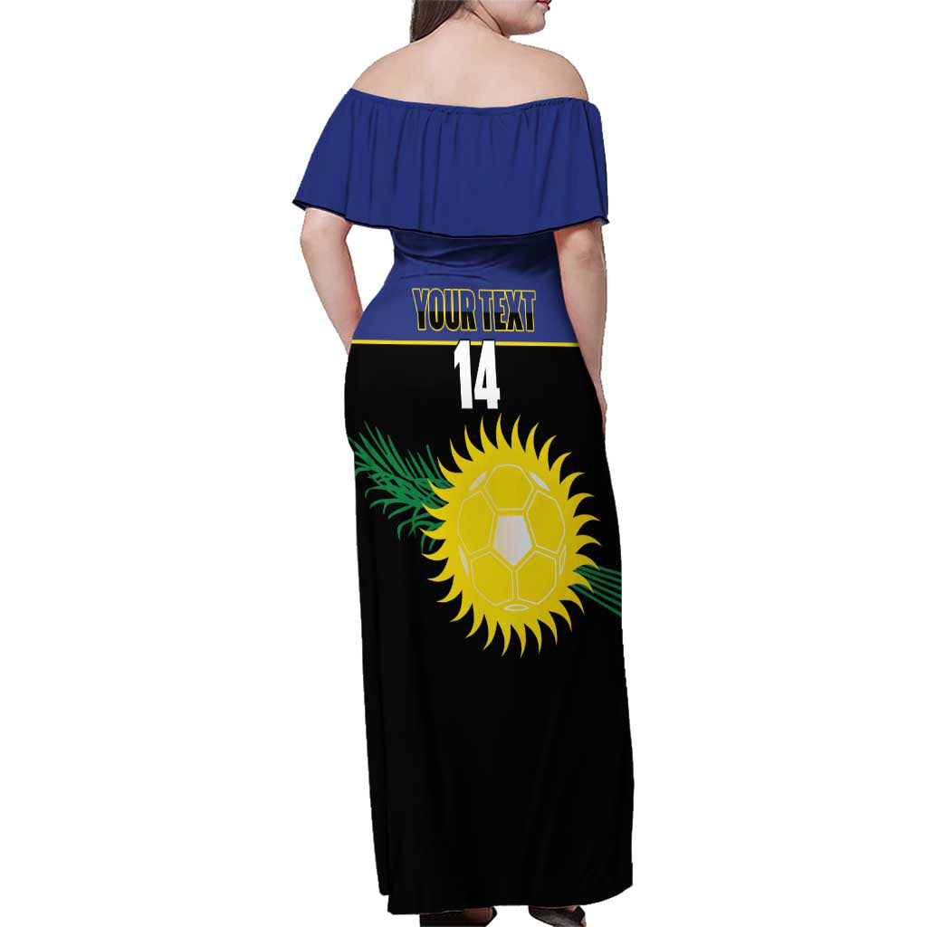 Custom Guadeloupe Football Family Matching Off Shoulder Maxi Dress and Hawaiian Shirt Allez Gwada Boys - Wonder Print Shop